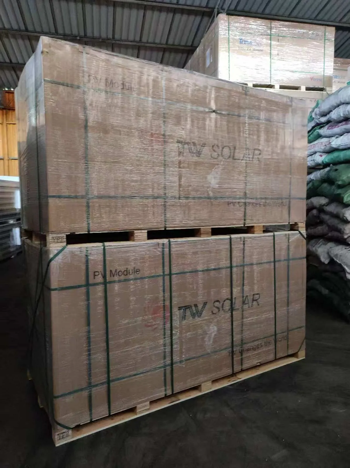 Tongwei PV modules stocked at the Klang warehouse